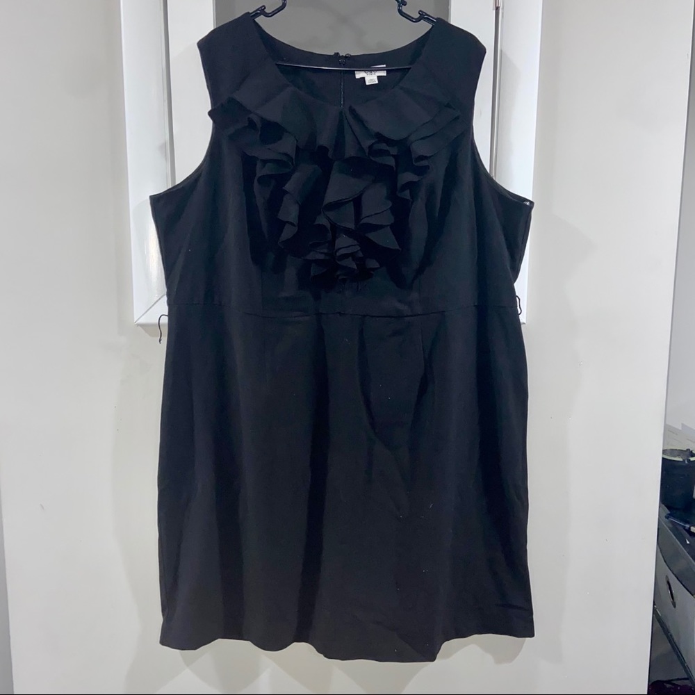 Cato Women Black Ruffle Collar Sheath Dress 26W